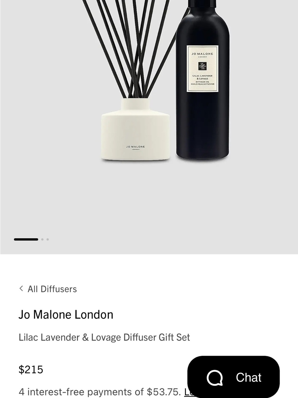 Jo Malone Cream Ceramic Diffuser with Black Reed Bottle
